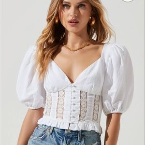 Astr white crop blouse